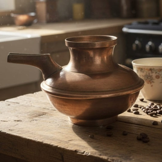 1986 Antique Brass Ghee Pot with Nozzle | Traditional Brass Kitchen Vessel