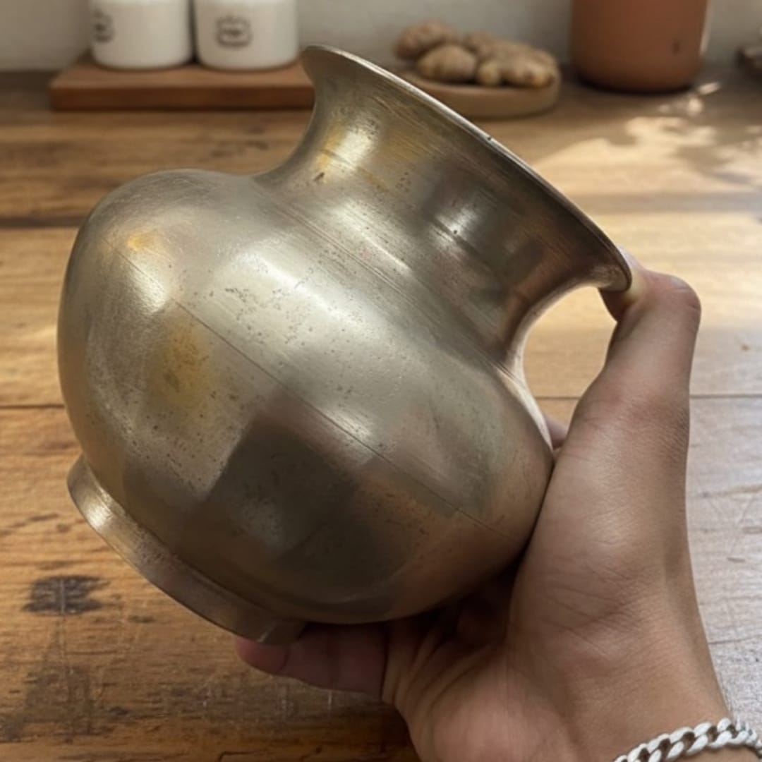 1979 Antique Bronze Kalash in Pair | Traditional Bronze Storage Vessels