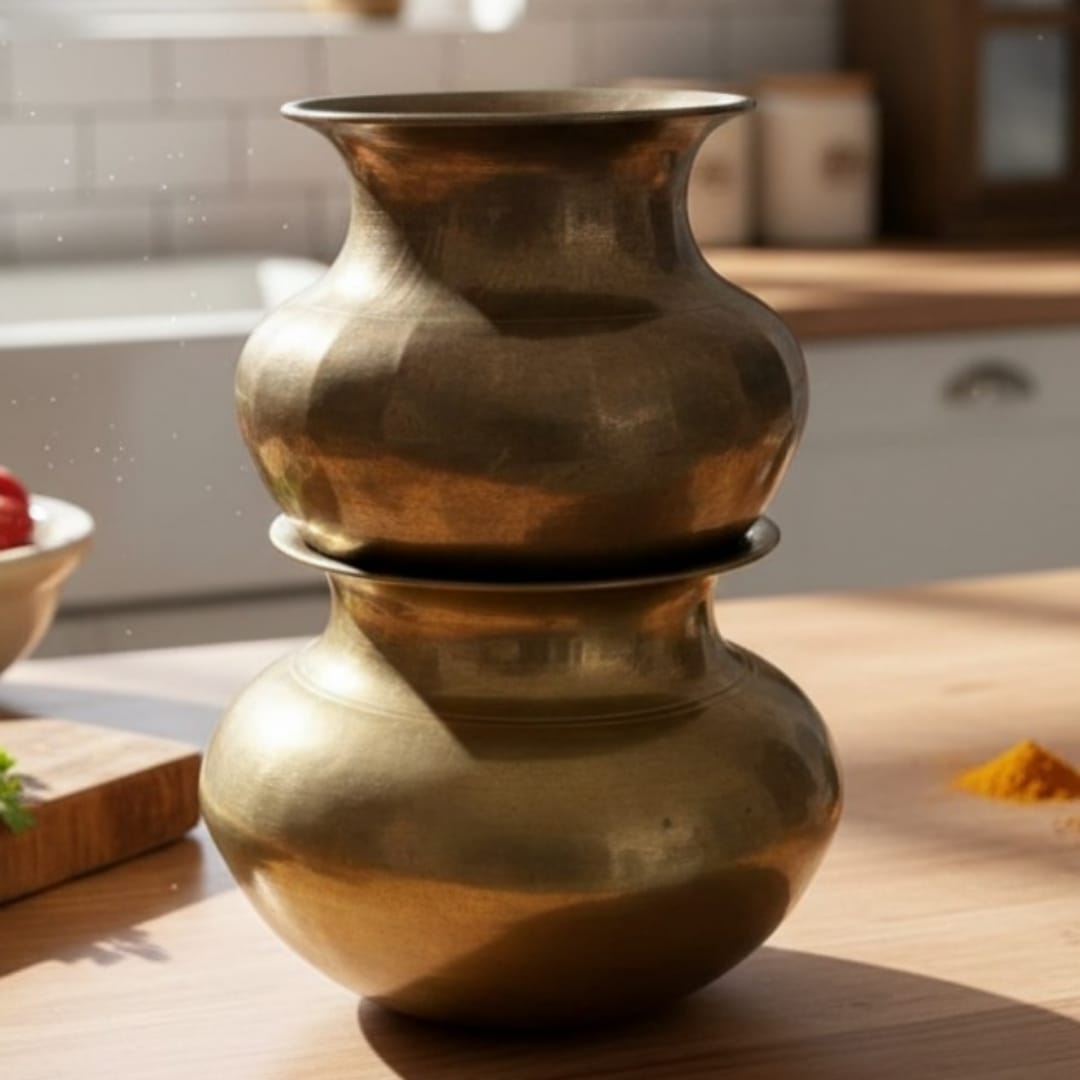 1978 Antique Bronze Kalash in Pair | Traditional Bronze Storage Vessels