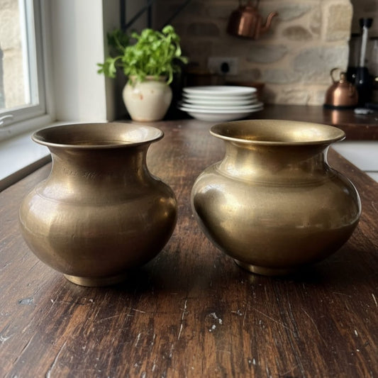 1978 Antique Bronze Kalash in Pair | Traditional Bronze Storage Vessels