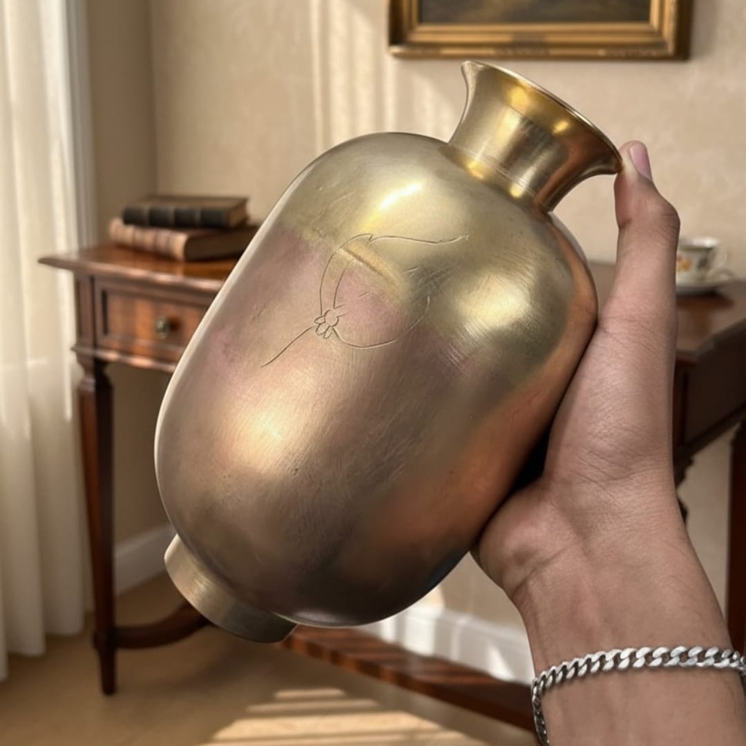 1989 Antique Brass Planter | Traditional Brass Decor Planter