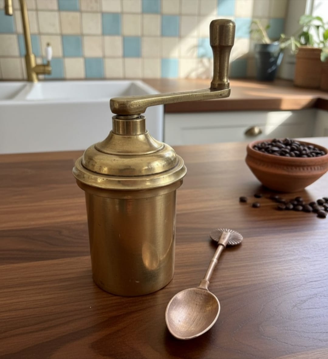 1986 Antique Brass Chakli Maker with Ladle | Traditional Brass Press Tool