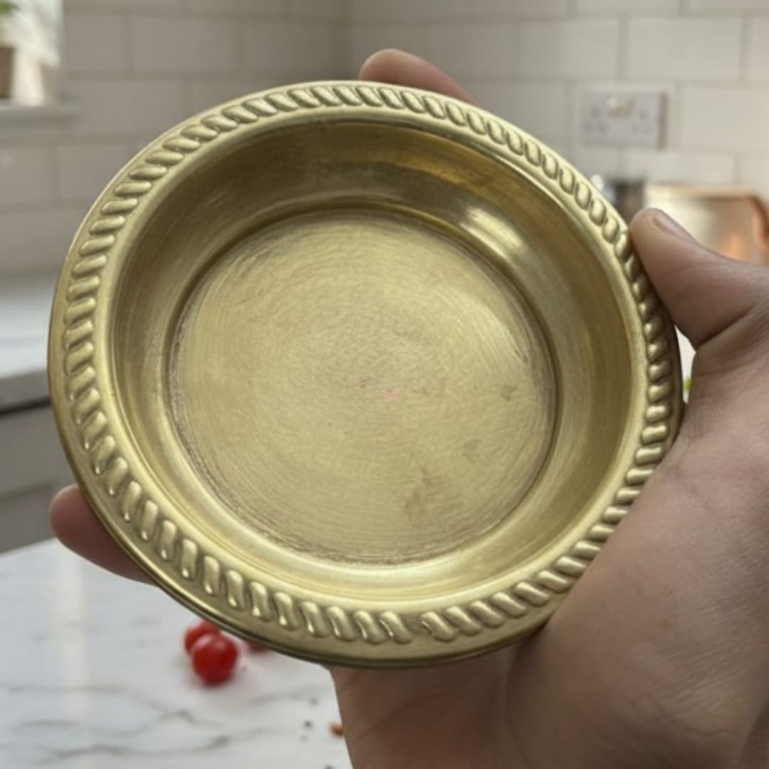 1988 Antique Brass Small Vati Bowls Set of 6 | Traditional Brass Tableware