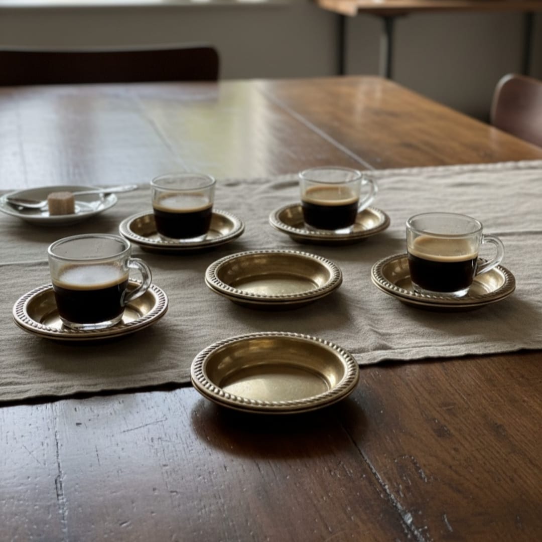 1988 Antique Brass Small Vati Bowls Set of 6 | Traditional Brass Tableware