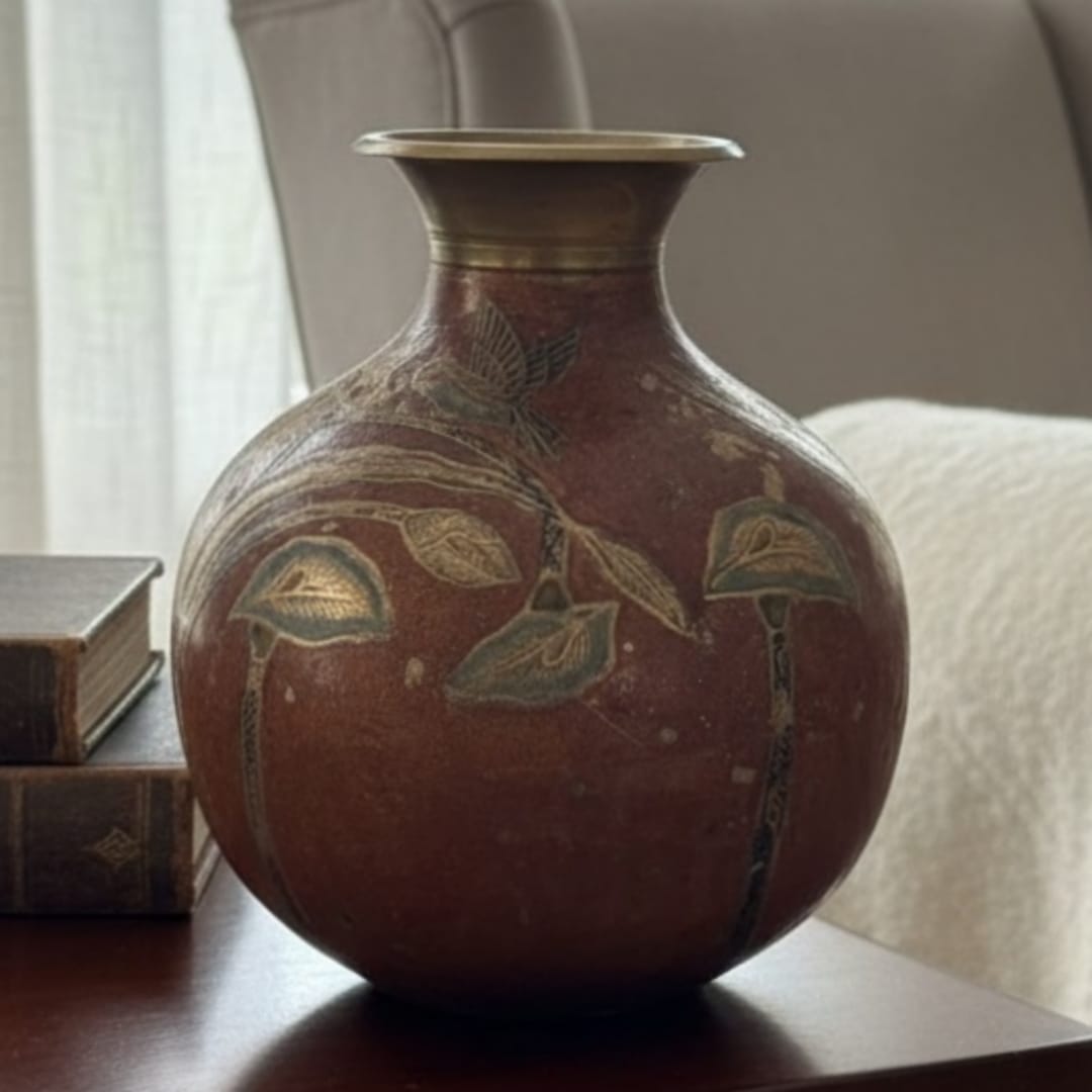 1988 Antique Brass Planter Flower Pots | Traditional Brass Decor Pots