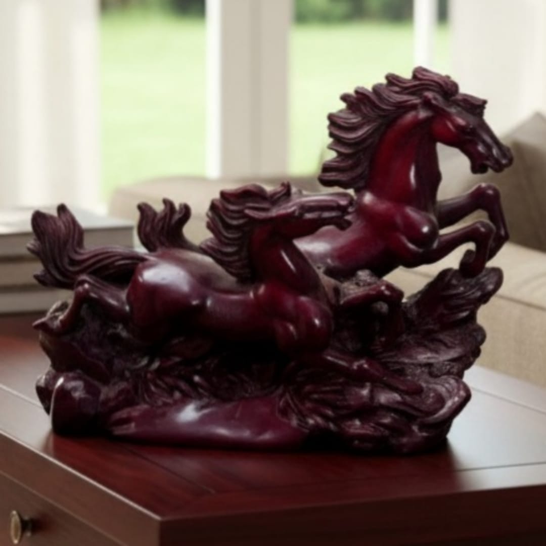 1989 Antique Terracotta Fibre Horse Sculpture | Decorative Tabletop Art