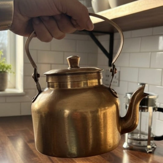 1984 Antique Brass Kettle with Pyala | Traditional Brass Pouring Kettle