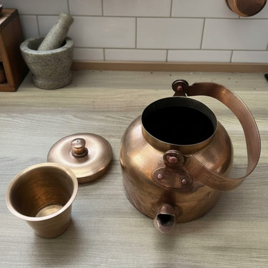 1984 Antique Brass Kettle with Pyala | Traditional Brass Pouring Kettle