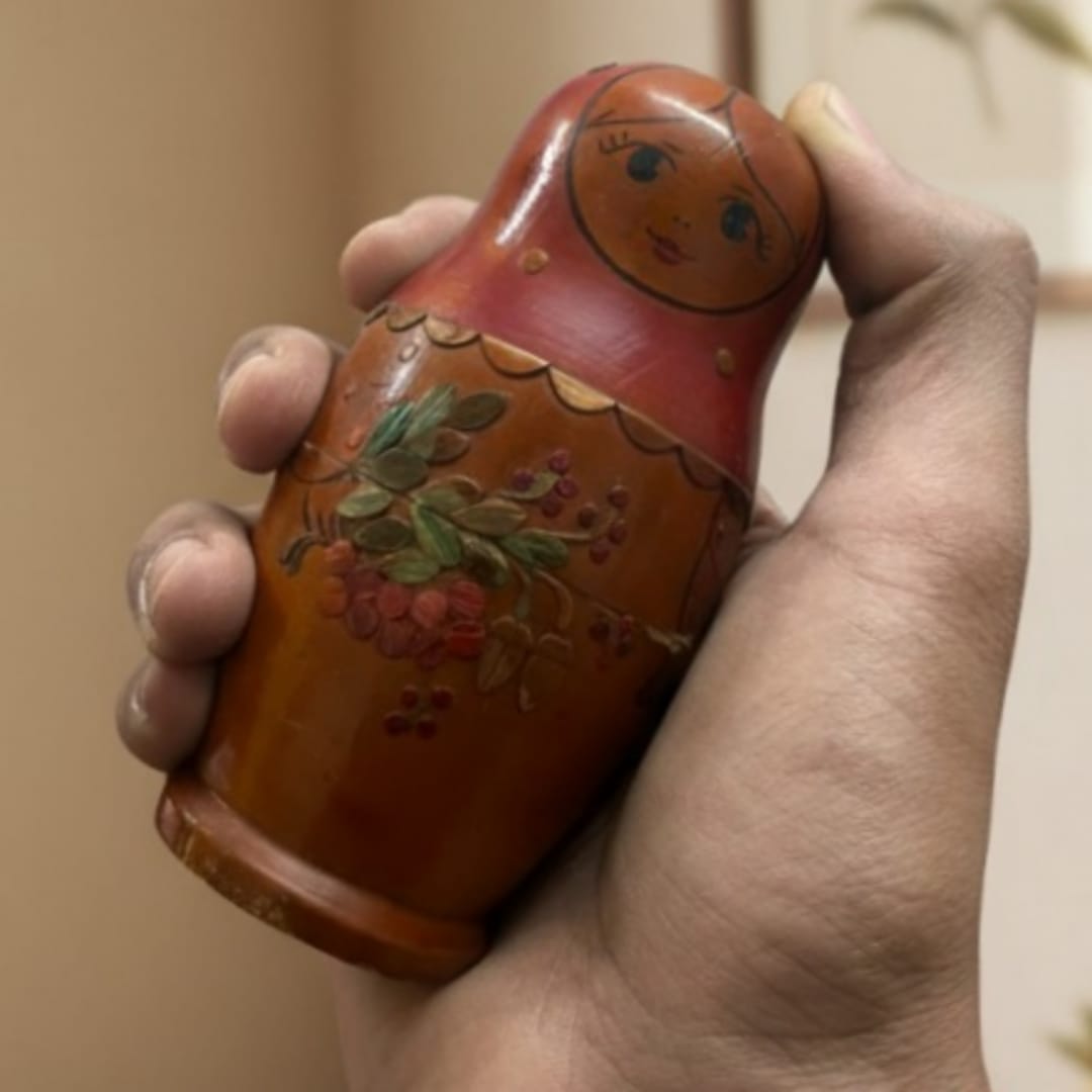 1990 Antique Wooden Doll Set | Hand-Turned Wooden Decorative Figures