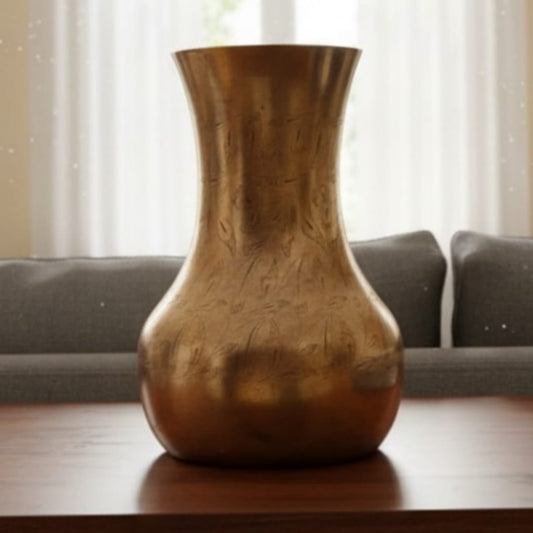 1984 Antique Brass Engraved Vase | Decorative Brass Table Vase