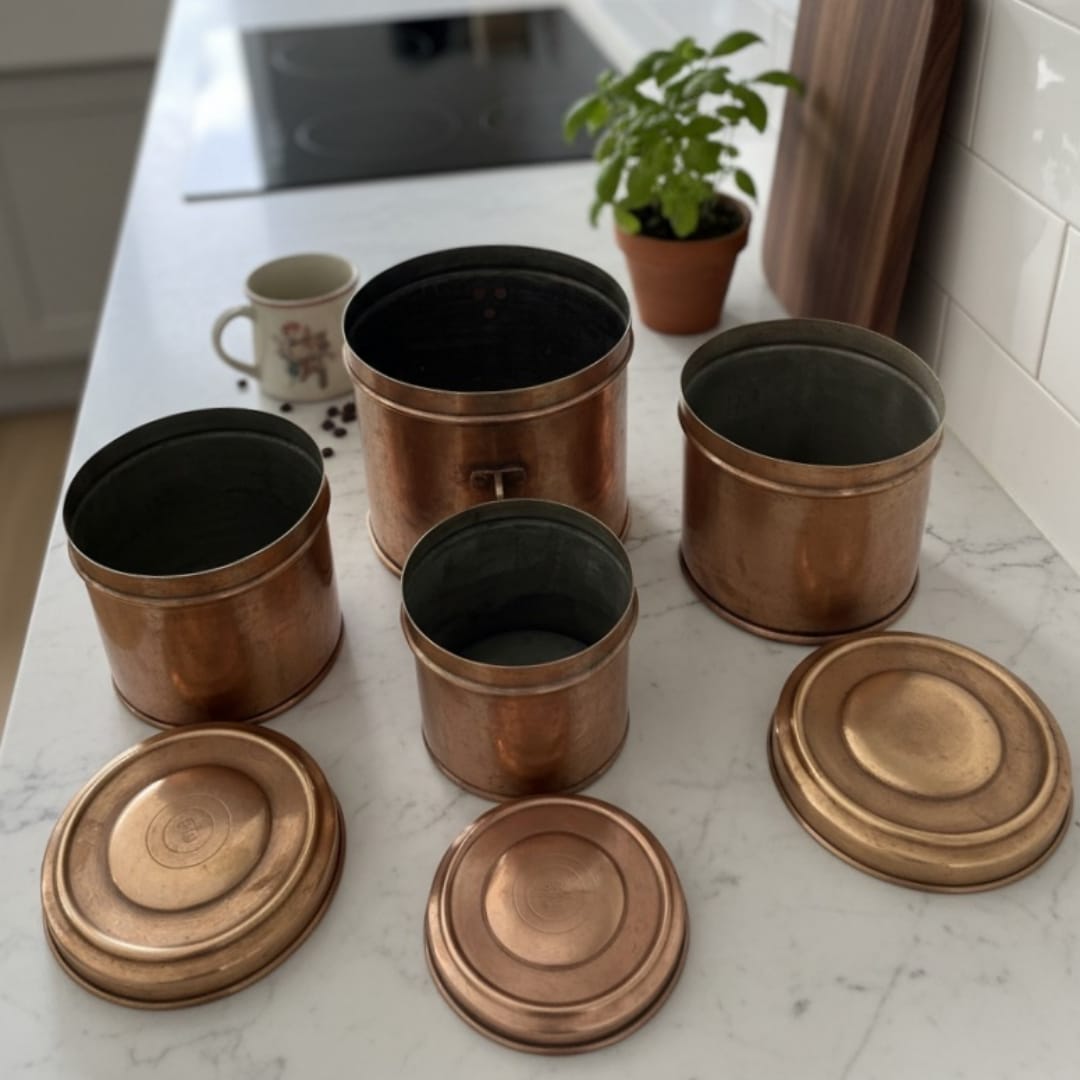 1992 Antique Brass Storage Boxes | Graduated Set of 4 with Aged Finish