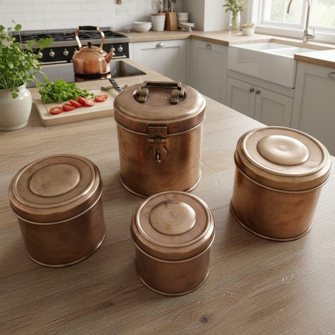 1992 Antique Brass Storage Boxes | Graduated Set of 4 with Aged Finish