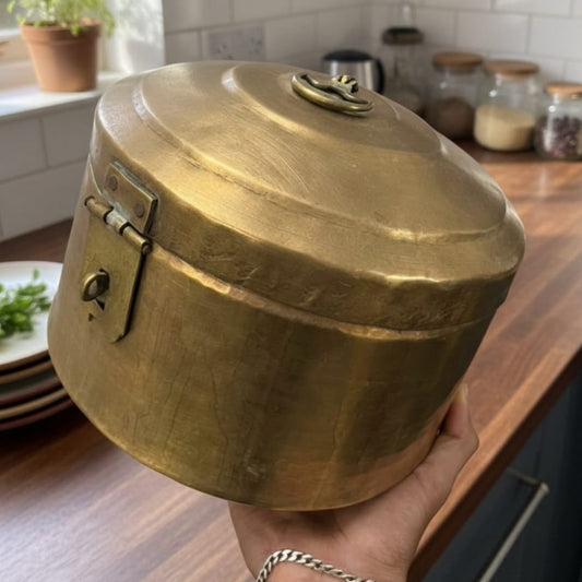 1988 Antique Brass Flat Storage Box | Solid Brass Storage Container