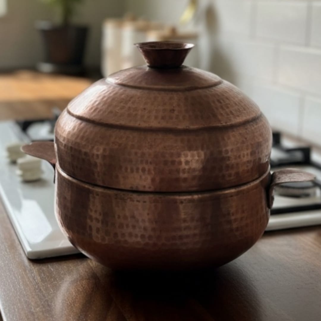 1981 Antique Copper Modak Patra | Traditional Copper Steaming Vessel