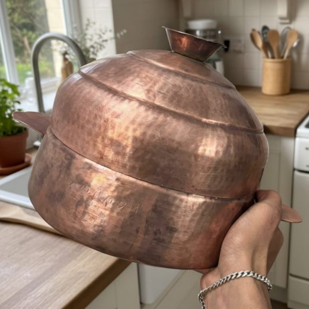1981 Antique Copper Modak Patra | Traditional Copper Steaming Vessel