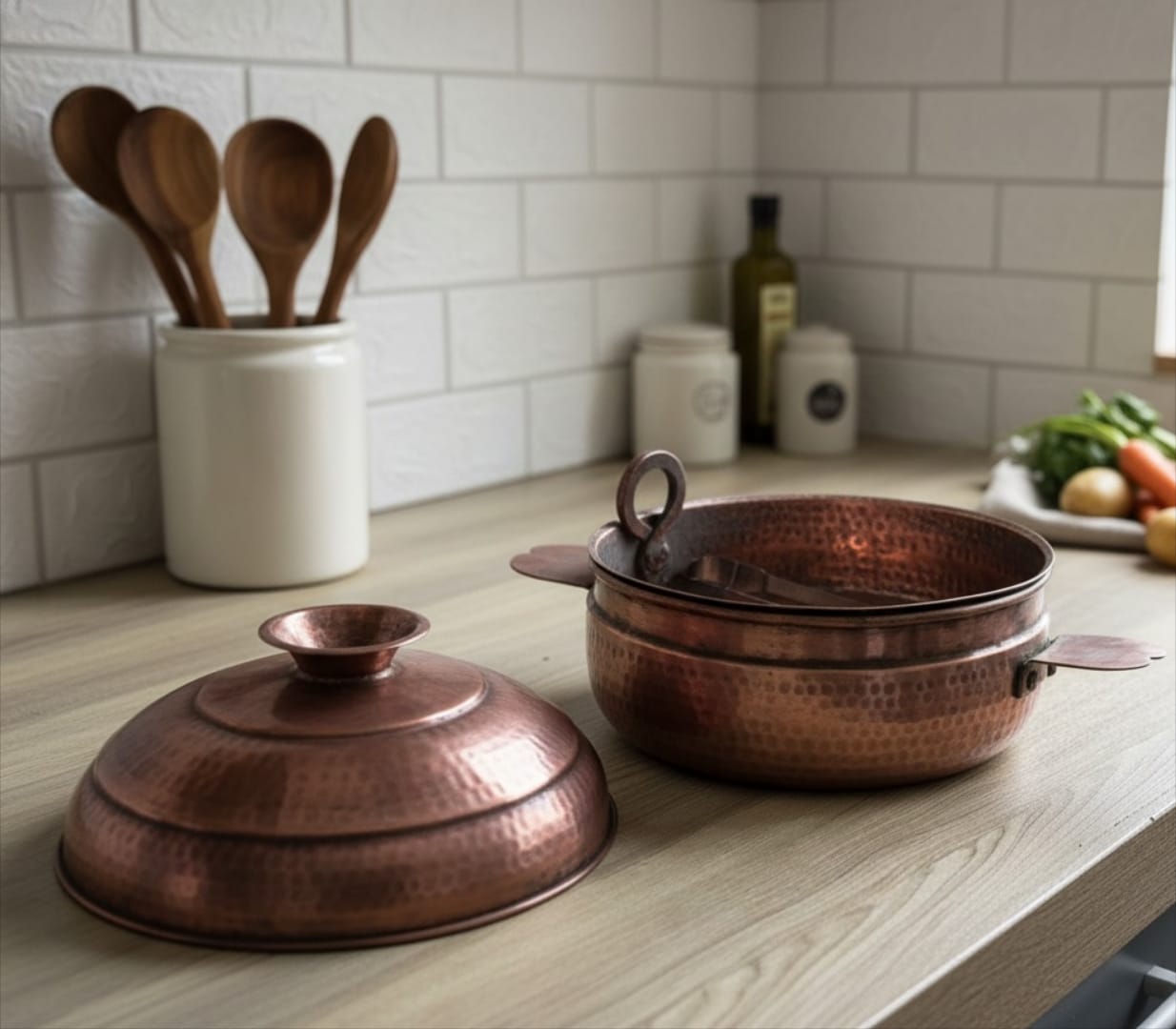 1981 Antique Copper Modak Patra | Traditional Copper Steaming Vessel