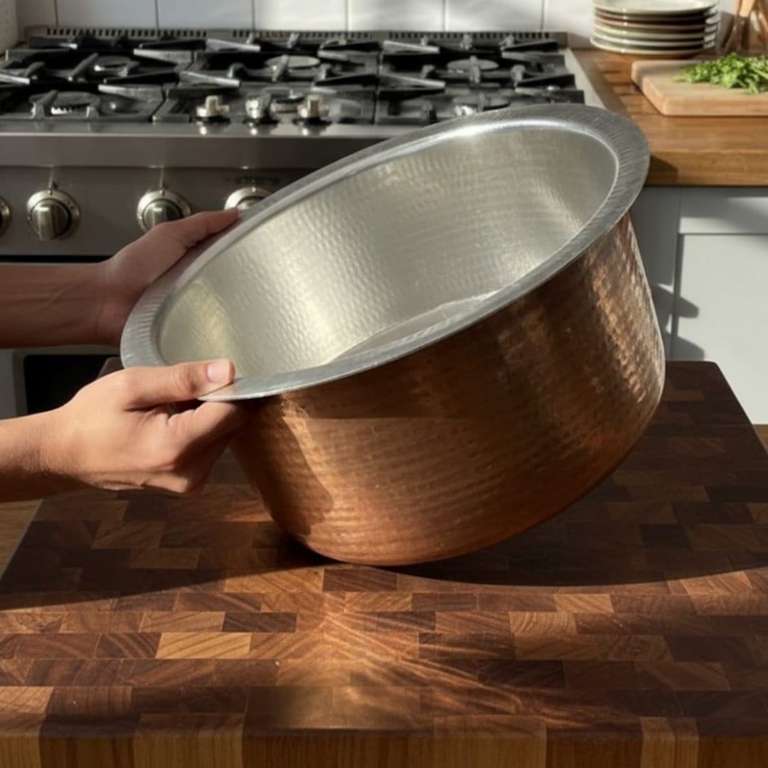 1986 Antique Brass Big Deg 20L | Heavy Thick-Gauge Brass Cooking Vessel