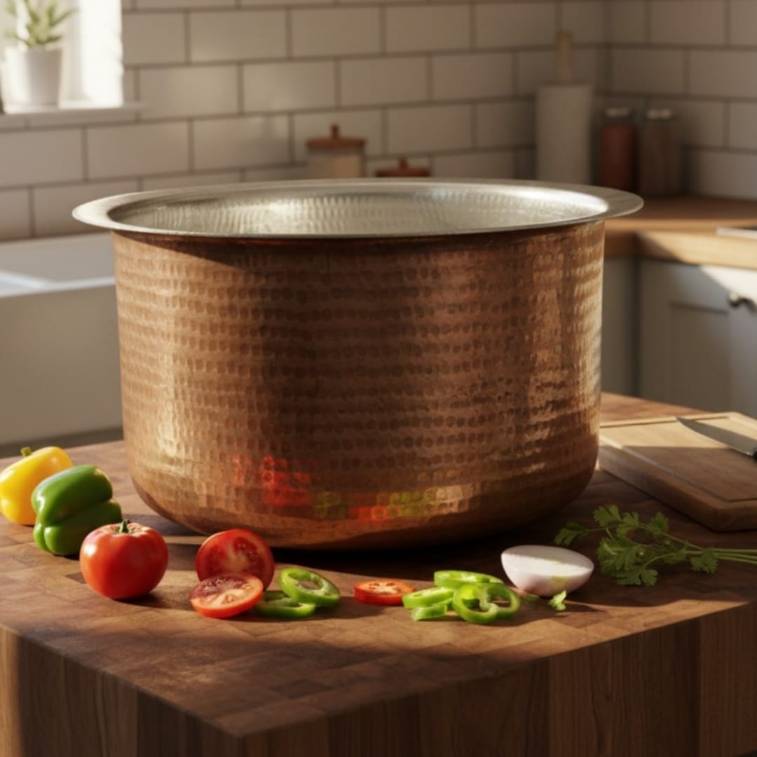 1986 Antique Brass Big Deg 20L | Heavy Thick-Gauge Brass Cooking Vessel