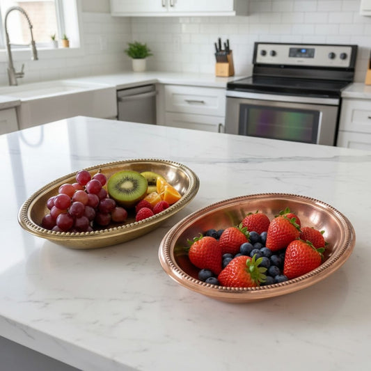 1985 Antique Brass Serving Tray Pair | Solid Brass Rectangular Trays