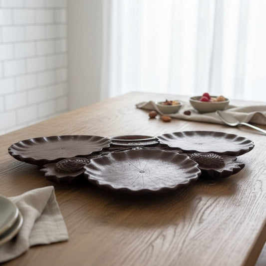 1976 Antique Rosewood Engraved Tray | Solid Wood Decorative Serving Tray