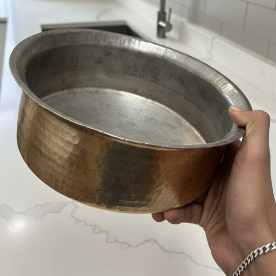 1976 Antique Brass Tapeli with Lid & Ladle | Traditional Cooking & Serving Vessel