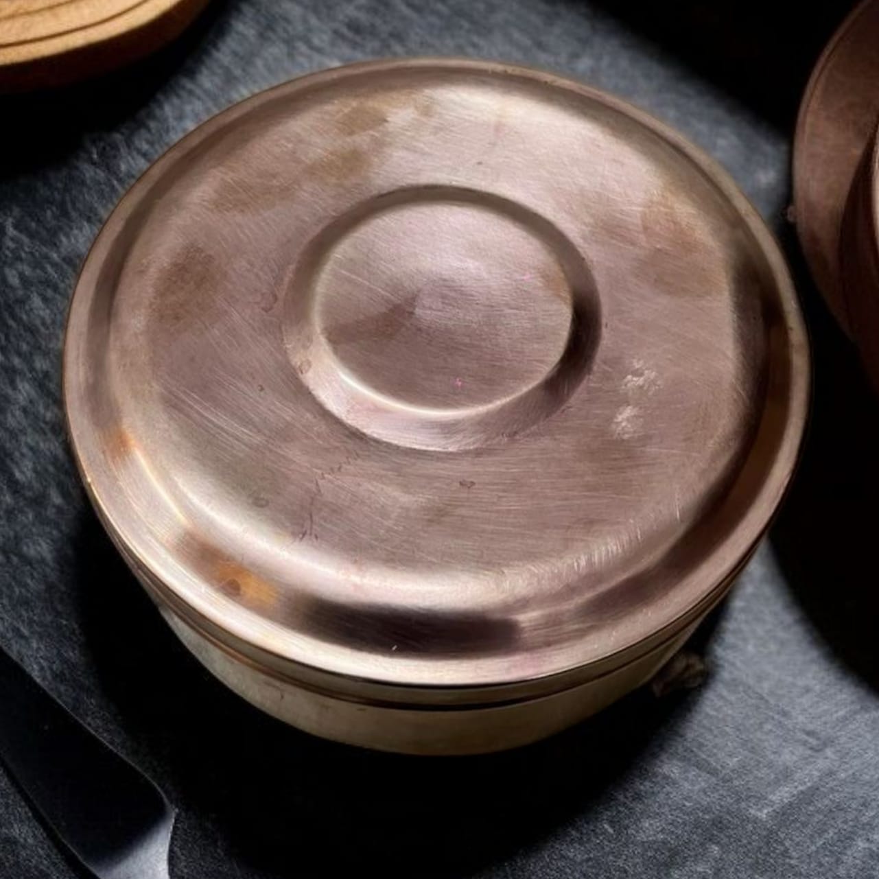 1975 Antique Brass Chapati Box | Traditional Brass Kitchen Storage - Bombay Antiques