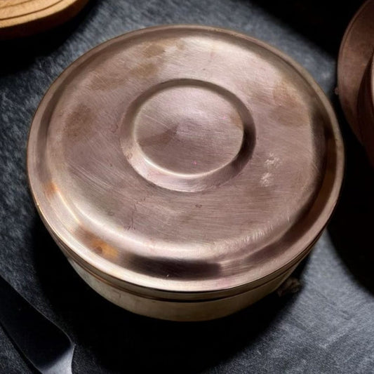 1975 Antique Brass Chapati Box | Traditional Brass Kitchen Storage - Bombay Antiques