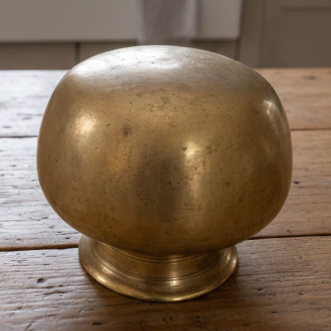 1979 Antique Brass Kalash | Compact Brass Storage & Pouring Vessel - Bombay Antiques