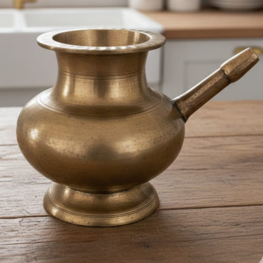 1980 Antique Bronze Kamandal | Compact Bronze Storage & Pouring Vessel - Bombay Antiques