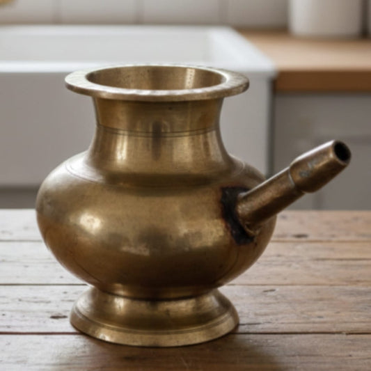 1980 Antique Bronze Kamandal | Compact Bronze Storage & Pouring Vessel - Bombay Antiques