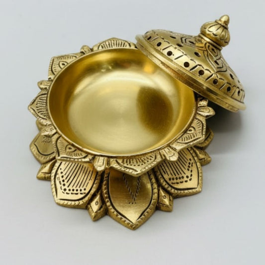 1980 Antique Brass Incense Holder | Heavy Brass Aroma Burner - Bombay Antiques