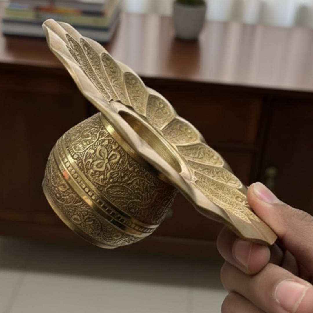 1983 Antique Brass Engraved Decor & Serving Bowl Set | Large Graduated Brass Bowls - Bombay Antiques