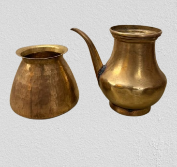 1973 Antique Brass Kamandal and Kalash in Pair | Dual Form Water Vessels - Bombay Antiques