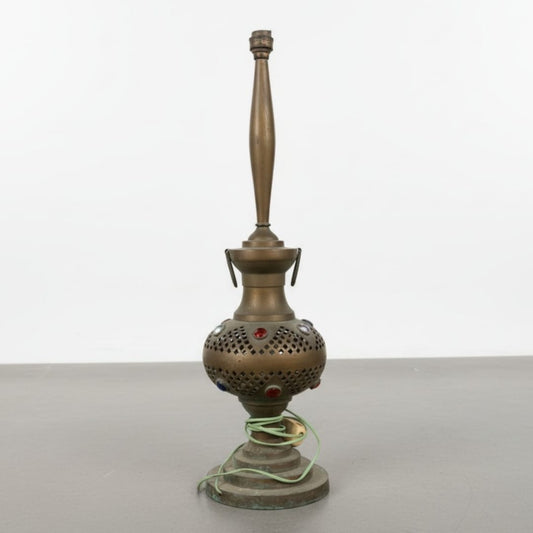 1980 Antique Brass Floor Lamp | Decorative Tall Brass Lamp - Bombay Antiques