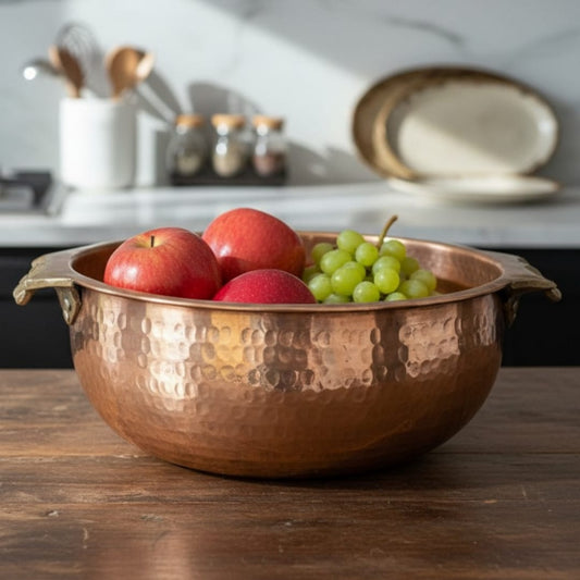 1982 Antique Brass Big Urli | Decorative Brass Centerpiece Bowl - Bombay Antiques