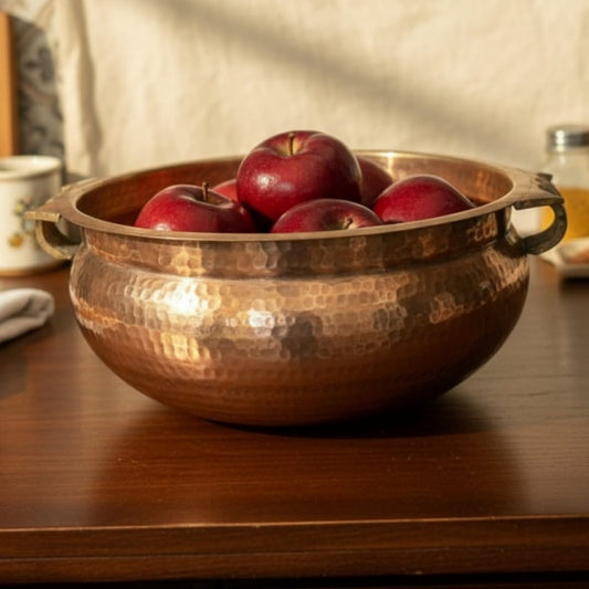 1982 Antique Brass Big Urli | Decorative Brass Centerpiece Bowl - Bombay Antiques