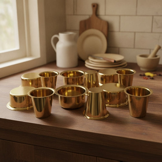 Brand New Brass Dabbara Set of 6 | Traditional South Indian Filter Coffee Set