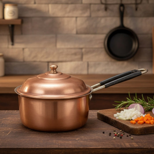 Antique Brass Cooking Vessel | Pital Handi with Lid & Handle | Traditional Kitchenware - Bombay Antiques