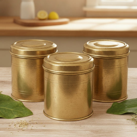 Antique Brass Storage Set of 3 | Traditional Kitchen & Décor Collection