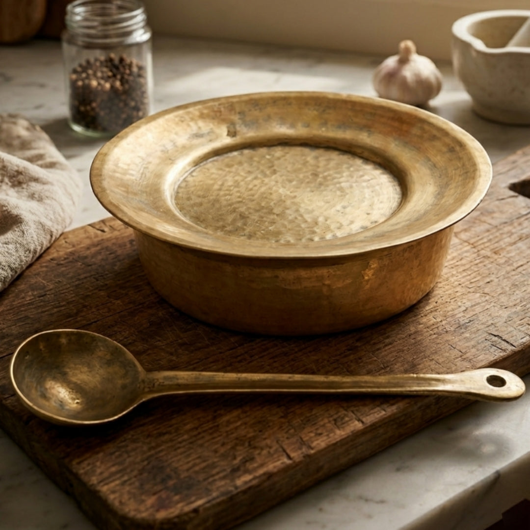 Antique Peetal Deg with Lid and Ladle | Pure Brass Serving Deg | Made in 1970