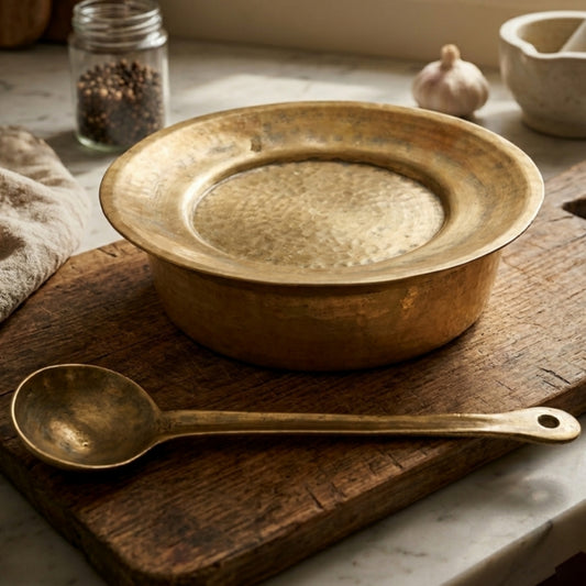 Antique Peetal Deg with Lid and Ladle | Pure Brass Serving Deg | Made in 1970