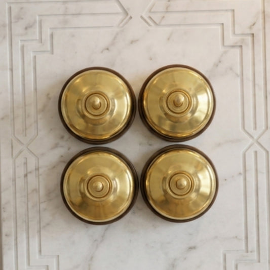 Vintage Brass Smooth Dome Toggle Switch & Socket Set | Antique Brass Round Wall Switches and Sockets - Bombay Antiques