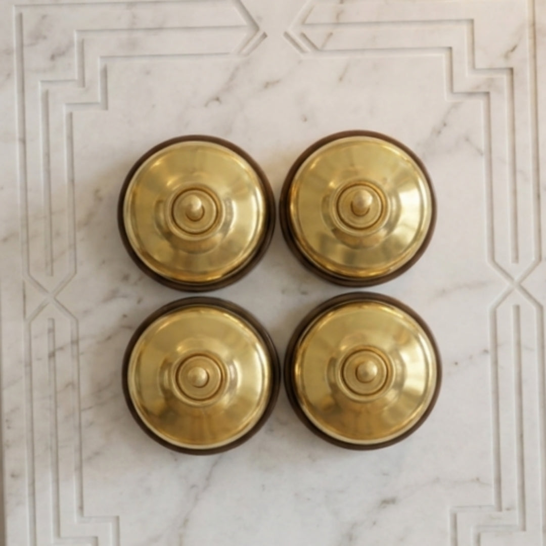 Vintage Brass Smooth Dome Toggle Switch & Socket Set | Antique Brass Round Wall Switches and Sockets