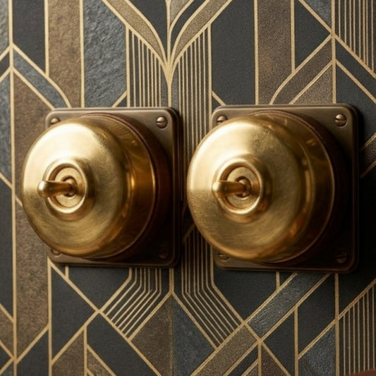 Vintage Brass Smooth Dome Toggle Switch & Socket Set | Antique Brass Round Wall Switches and Sockets