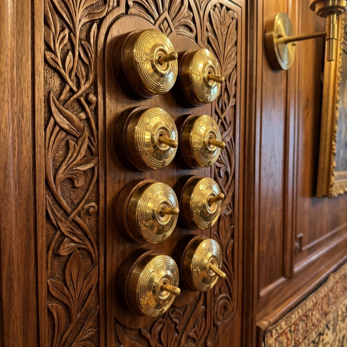 Vintage Brass Star Engraved Toggle Switch Set | Round Decorative Wall Light Switch