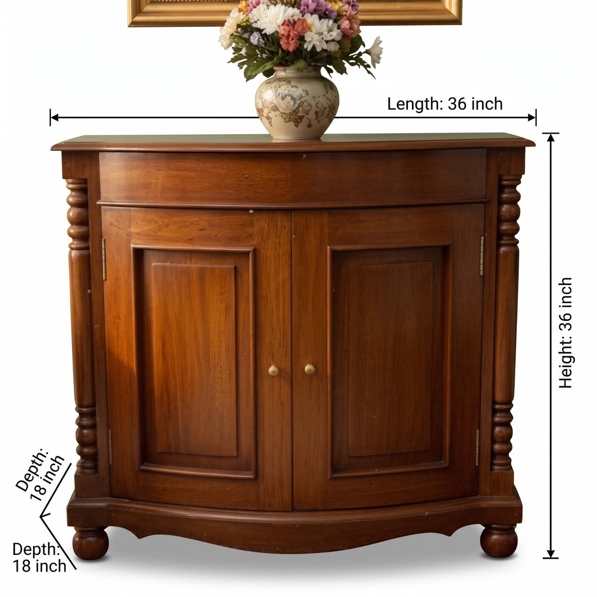 1994 Antique Teakwood Storage Cabinet | Wooden Console Cabinet - Bombay Antiques