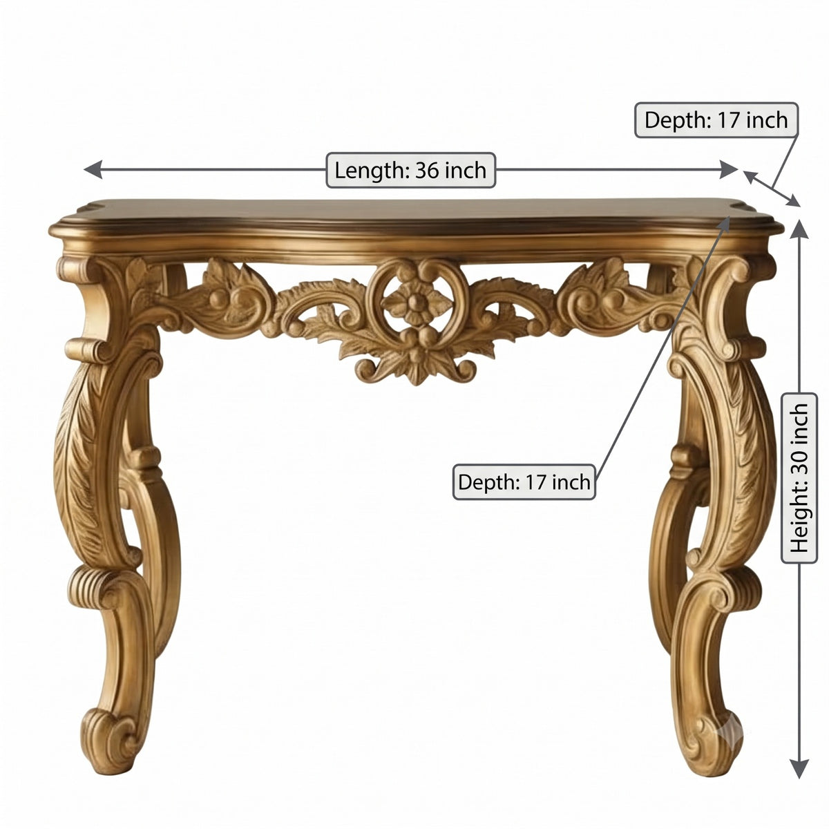 1983 Antique Teakwood Engraved Console Table | Carved Wooden Display Furniture - Bombay Antiques