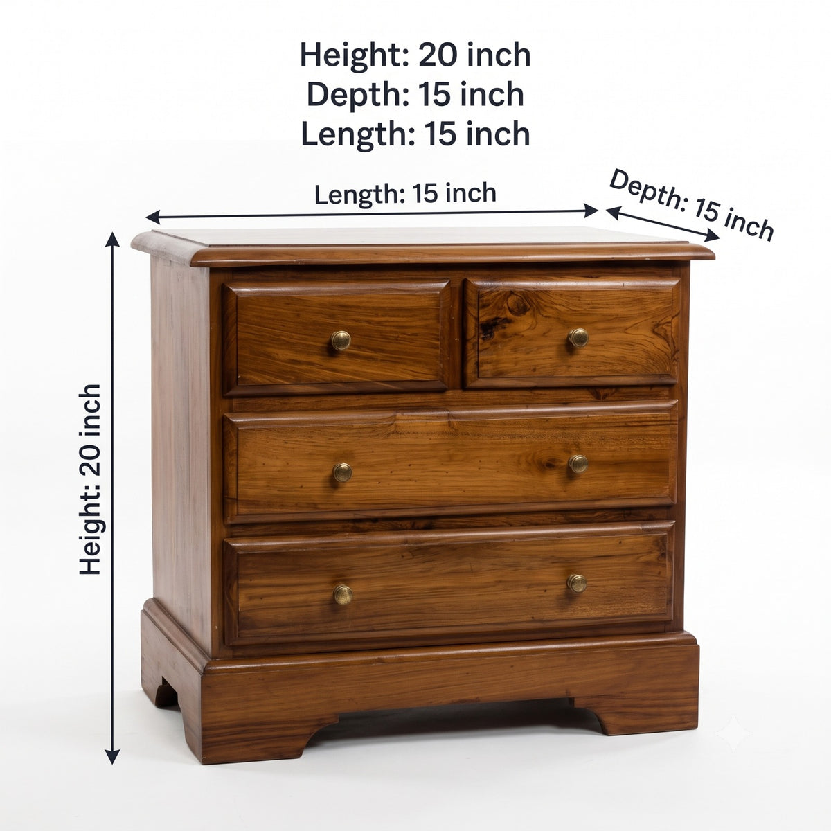 1995 Antique Teakwood Bedside Table | Compact Storage Side Table - Bombay Antiques
