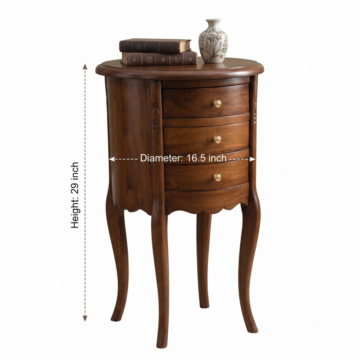 1990 Antique Teakwood Side Table with Drawers | Decorative Storage Table Bedside living Room