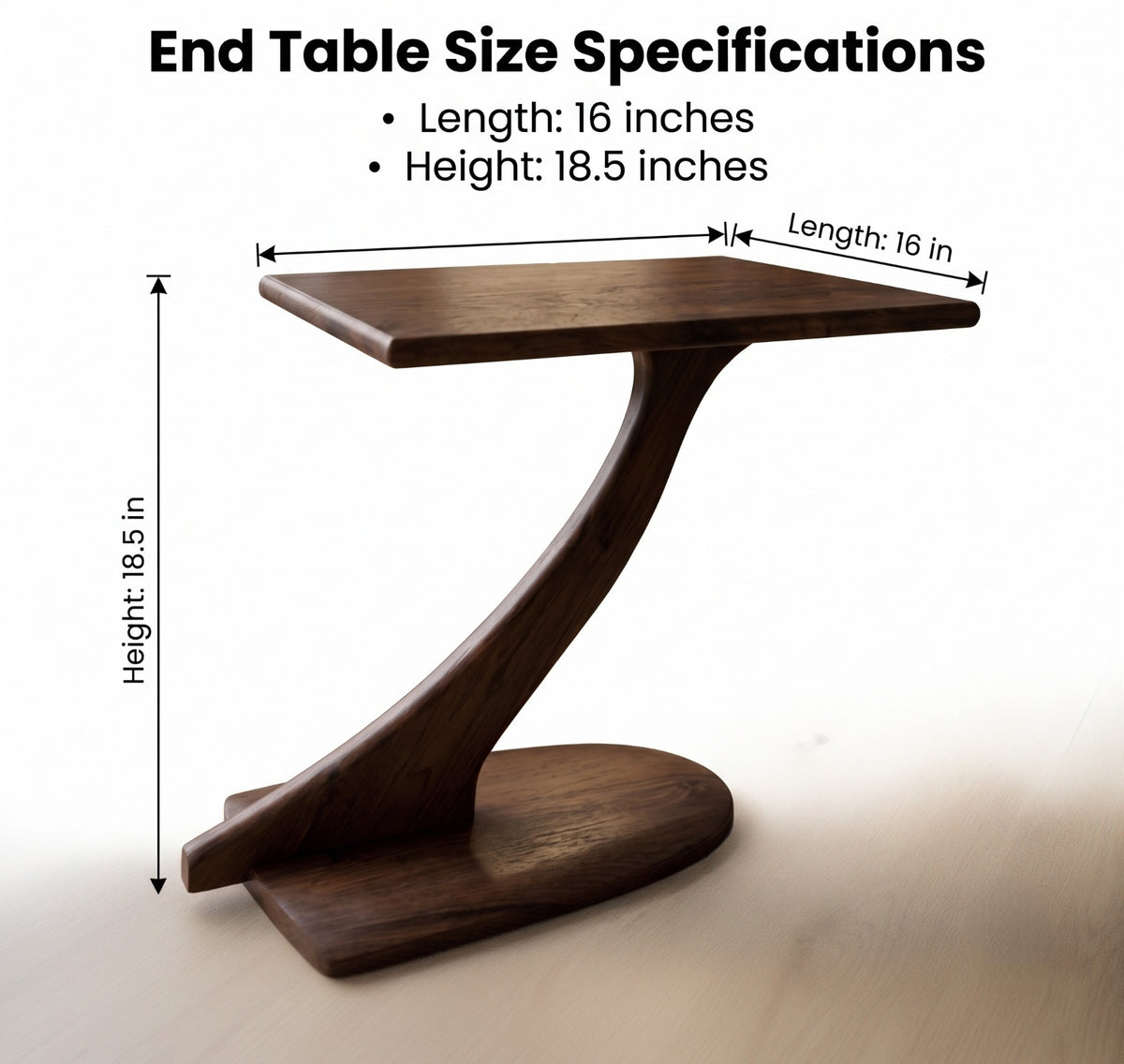 Sagwan Teak Wood Sculptural Z-Base Side Table | Solid Teak C-Table Sofa Side Table | Inspired by 1960s Modernist Design - Bombay Antiques